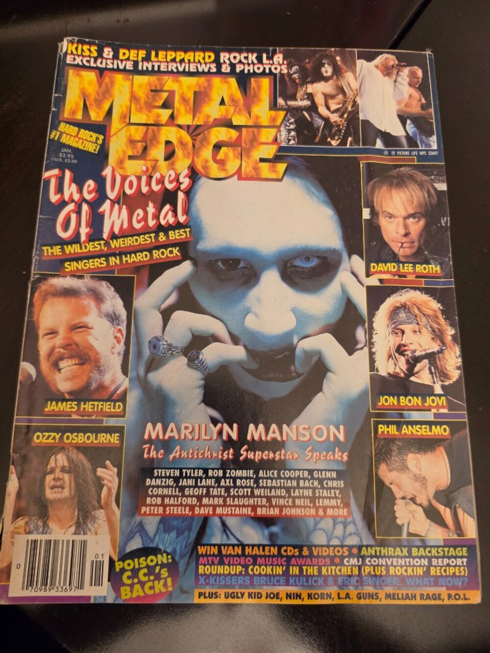 Metal Edge 1997 magazine Marilyn Masson Ozzy Osbourne Slaughter vintage Kiss